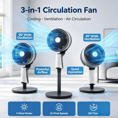 High Velocity Pedestal Fan with Remote 32 Speeds 3 Modes Oscillating Cooling Fan