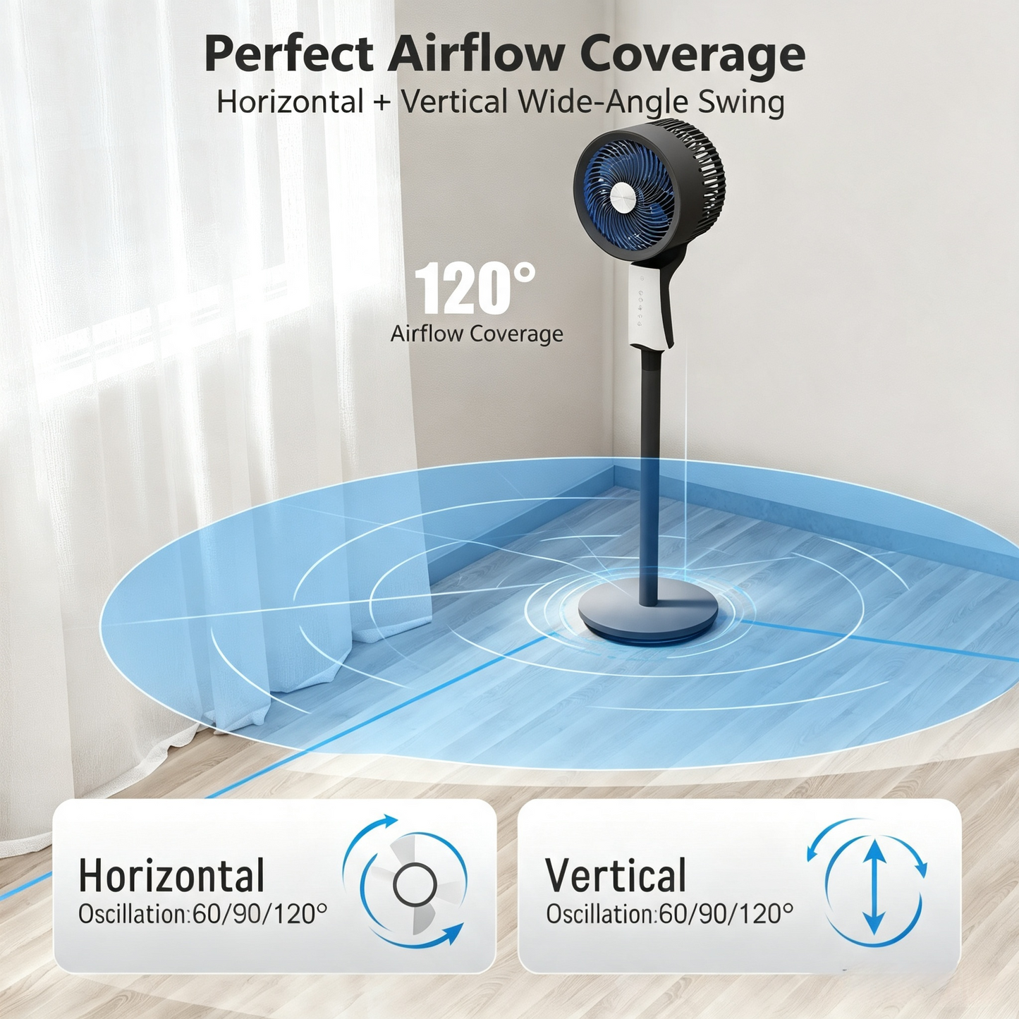 High Velocity Pedestal Fan with Remote 32 Speeds 3 Modes Oscillating Cooling Fan