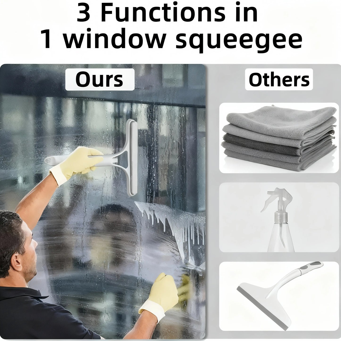 All In One Window Cleaner with Built In Spray, Wiper & Scrubber