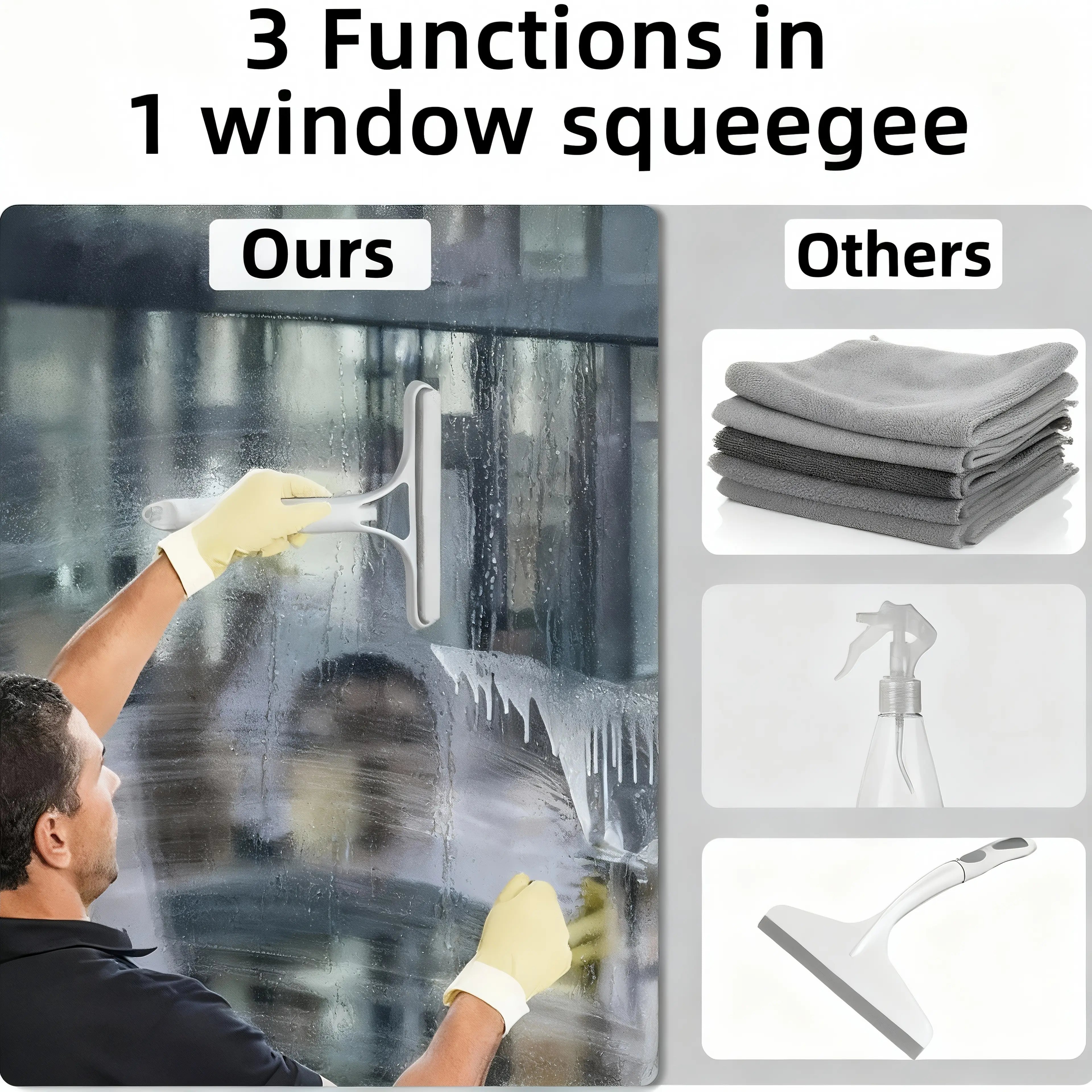 All In One Window Cleaner with Built In Spray, Wiper & Scrubber
