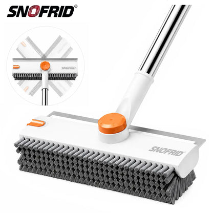 3 In 1 Floor Scrub Brush with Adjustable Long Handle & Built In Scraper