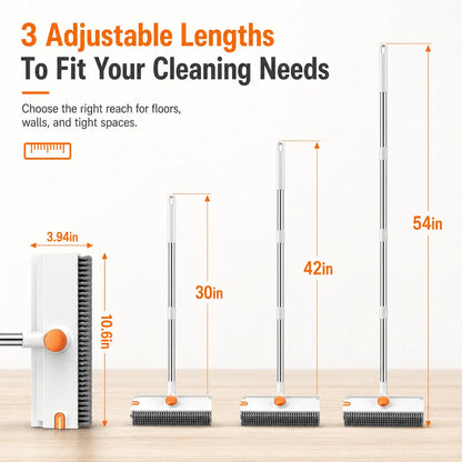 3 In 1 Floor Scrub Brush with Adjustable Long Handle & Built In Scraper