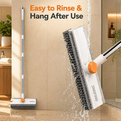 3 In 1 Floor Scrub Brush with Adjustable Long Handle & Built In Scraper