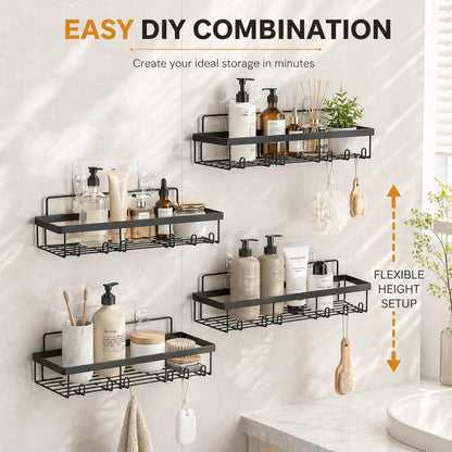 Large Capacity Shower Caddy Organizer Set with Strong Adhesive Mount