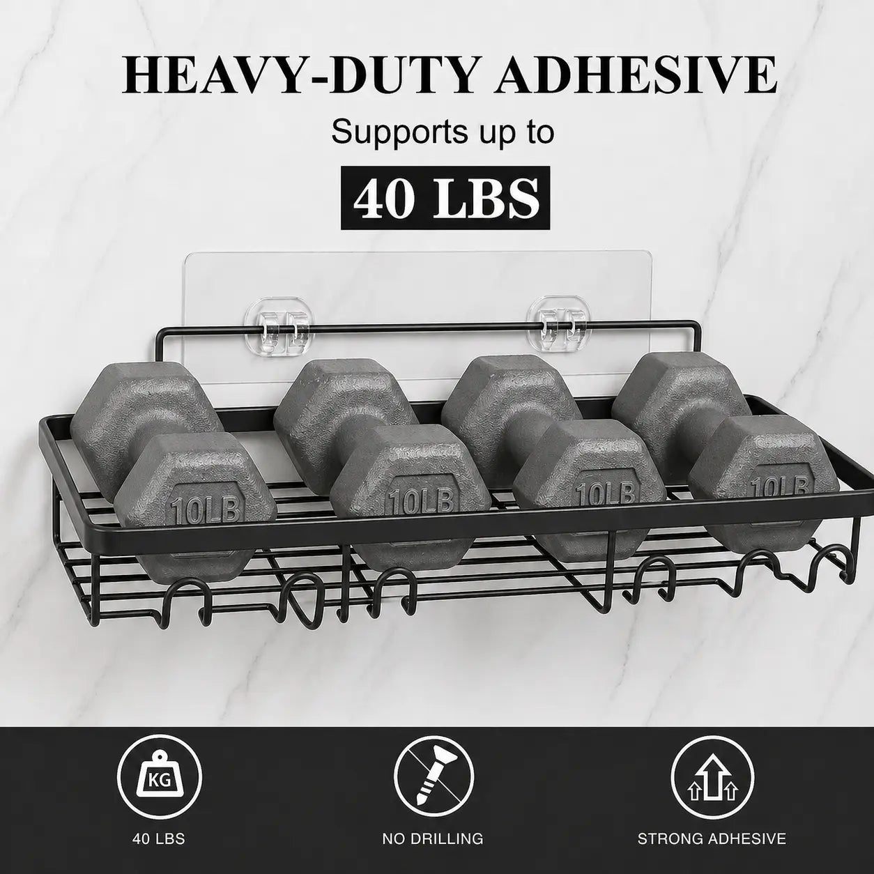 Large Capacity Shower Caddy Organizer Set with Strong Adhesive Mount