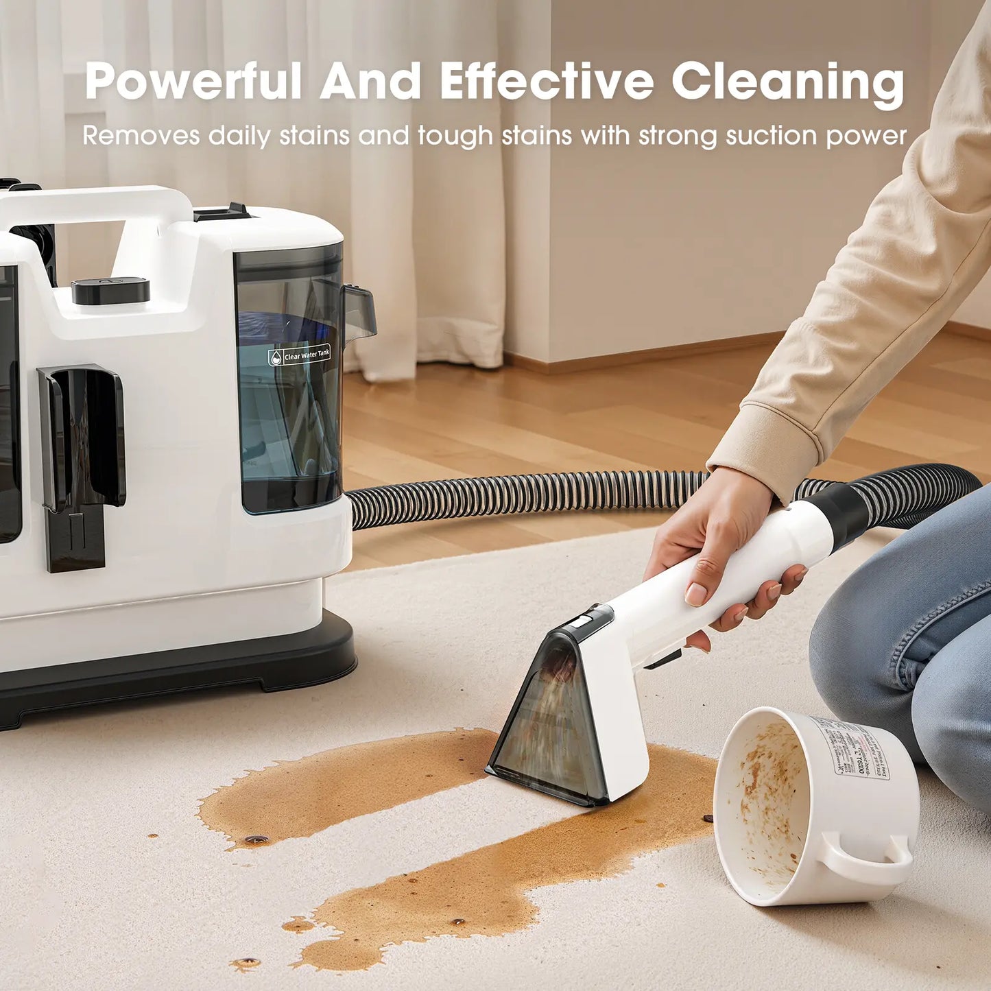 Portable Fabric Cleaner Machine Deep Cleaning Carpet & Upholstery Cleaner with Powerful Suction