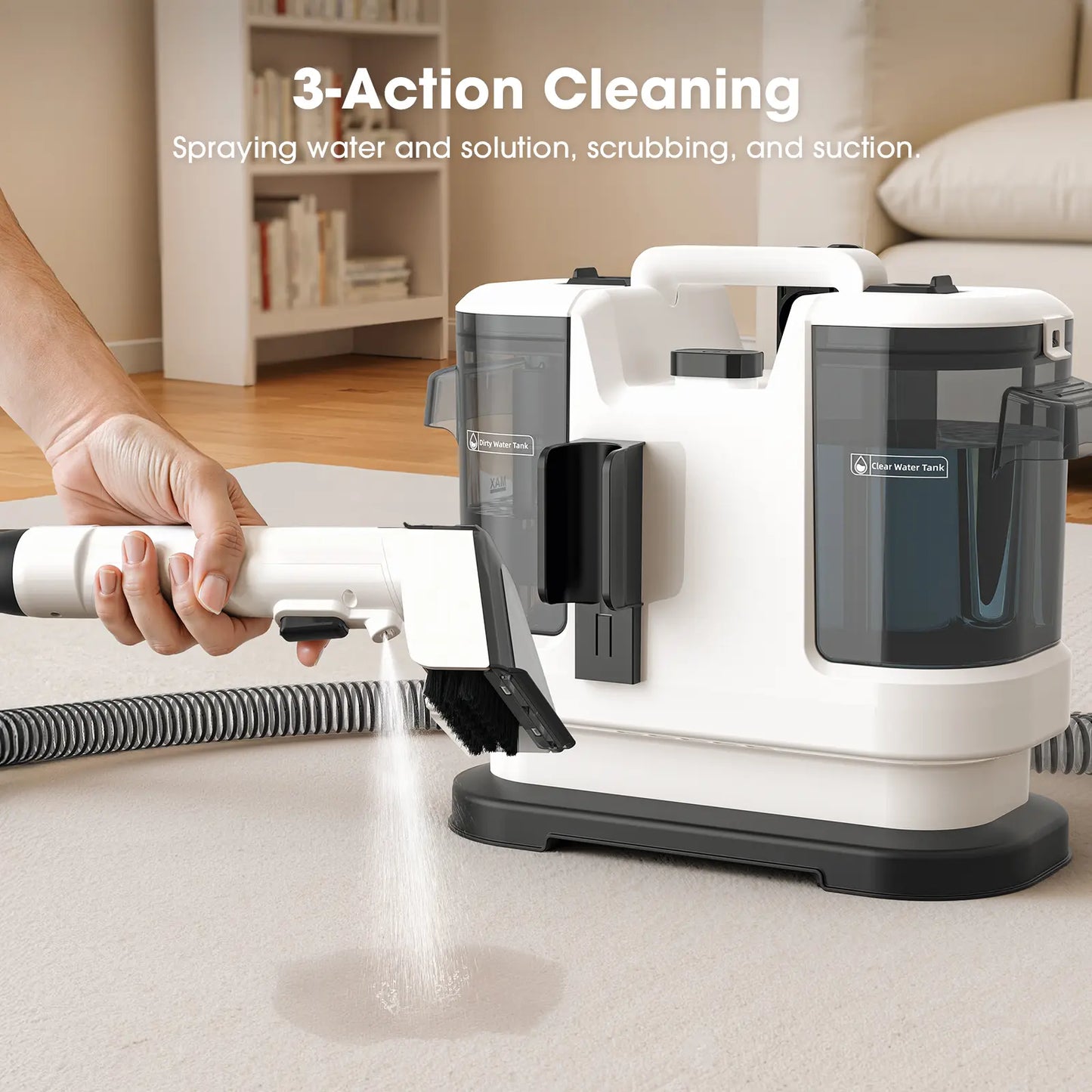 Portable Fabric Cleaner Machine Deep Cleaning Carpet & Upholstery Cleaner with Powerful Suction