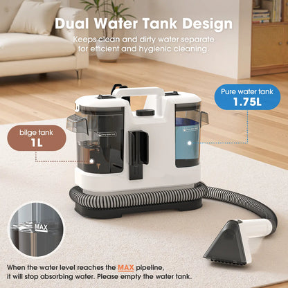 Portable Fabric Cleaner Machine Deep Cleaning Carpet & Upholstery Cleaner with Powerful Suction