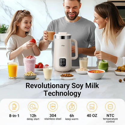 8 in 1 Nut Milk Maker with Self Cleaning, Automatic Soy Milk & Almond Milk Machine