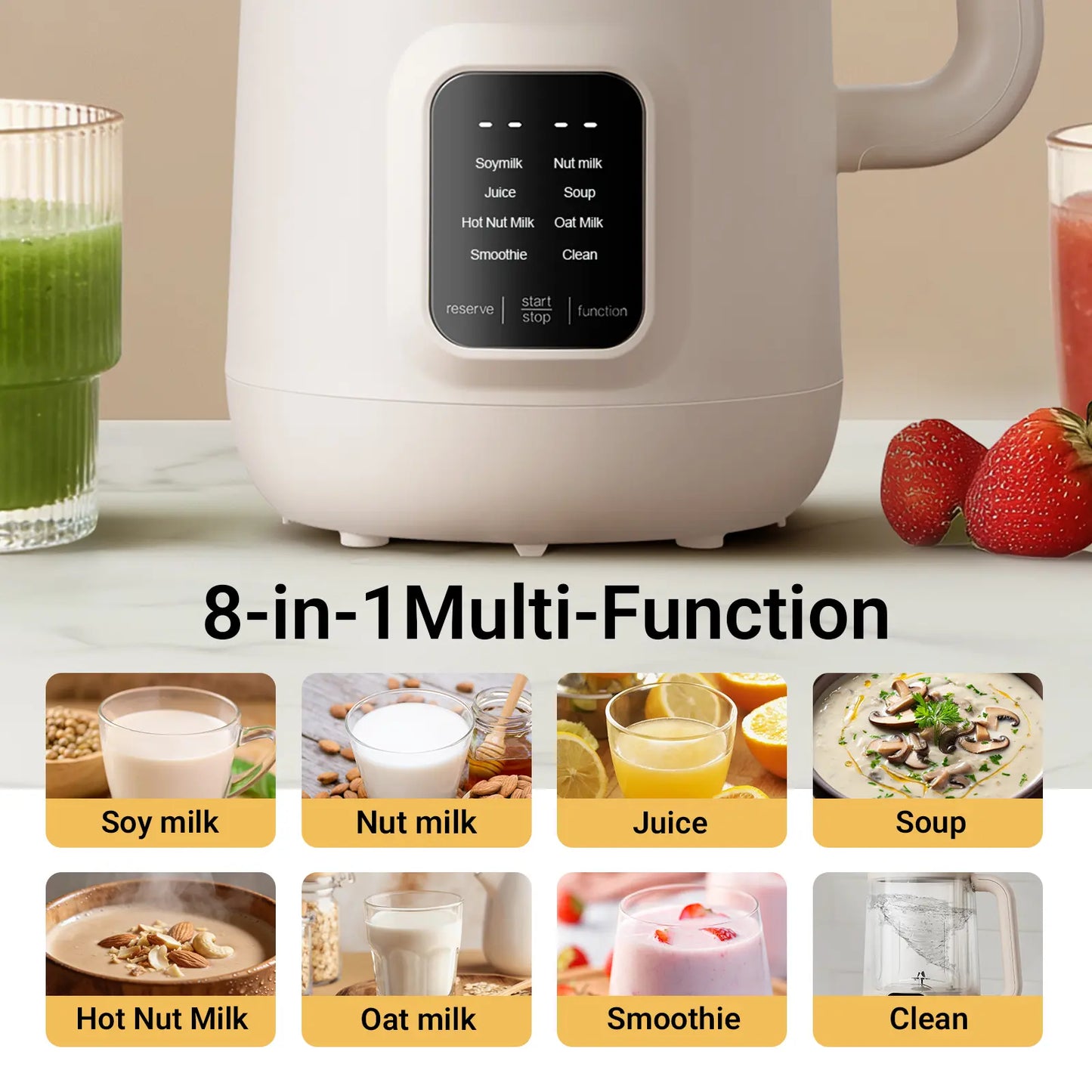 8 in 1 Nut Milk Maker with Self Cleaning, Automatic Soy Milk & Almond Milk Machine