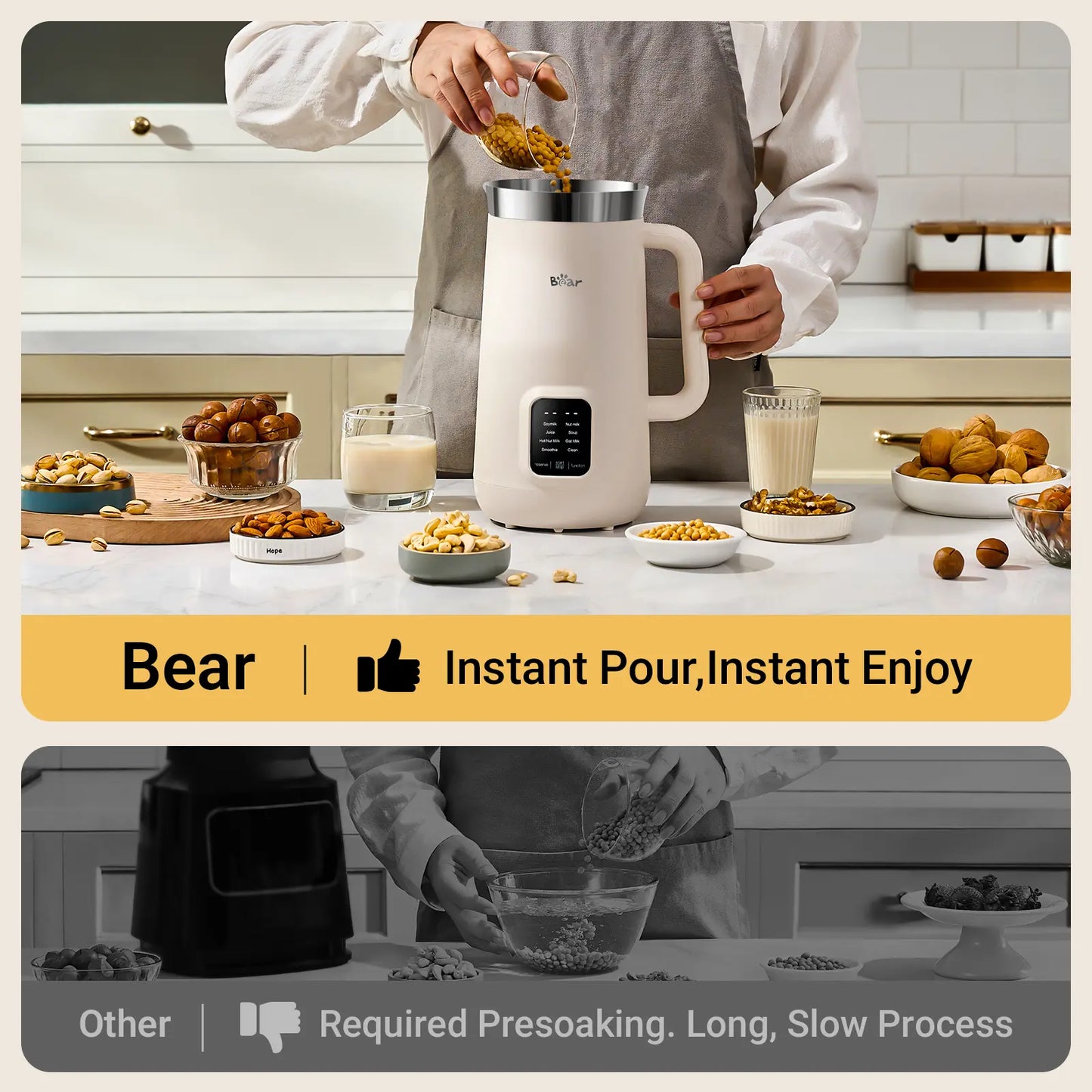 8 in 1 Nut Milk Maker with Self Cleaning, Automatic Soy Milk & Almond Milk Machine