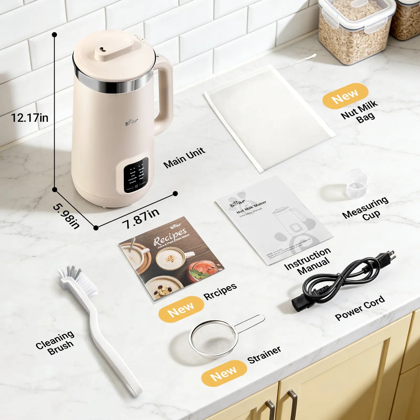 8 in 1 Nut Milk Maker with Self Cleaning, Automatic Soy Milk & Almond Milk Machine
